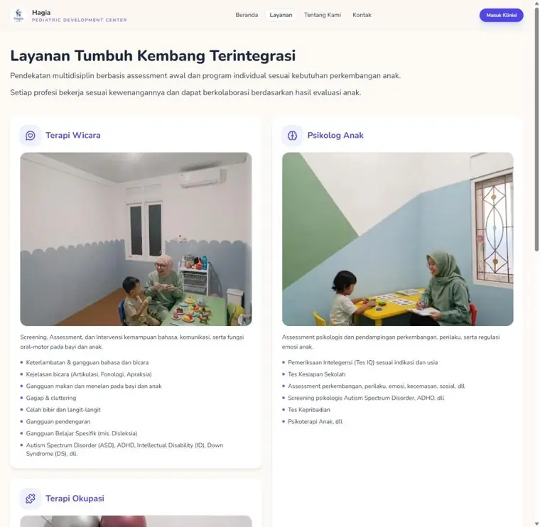 Halaman layanan Hagia Pediatric