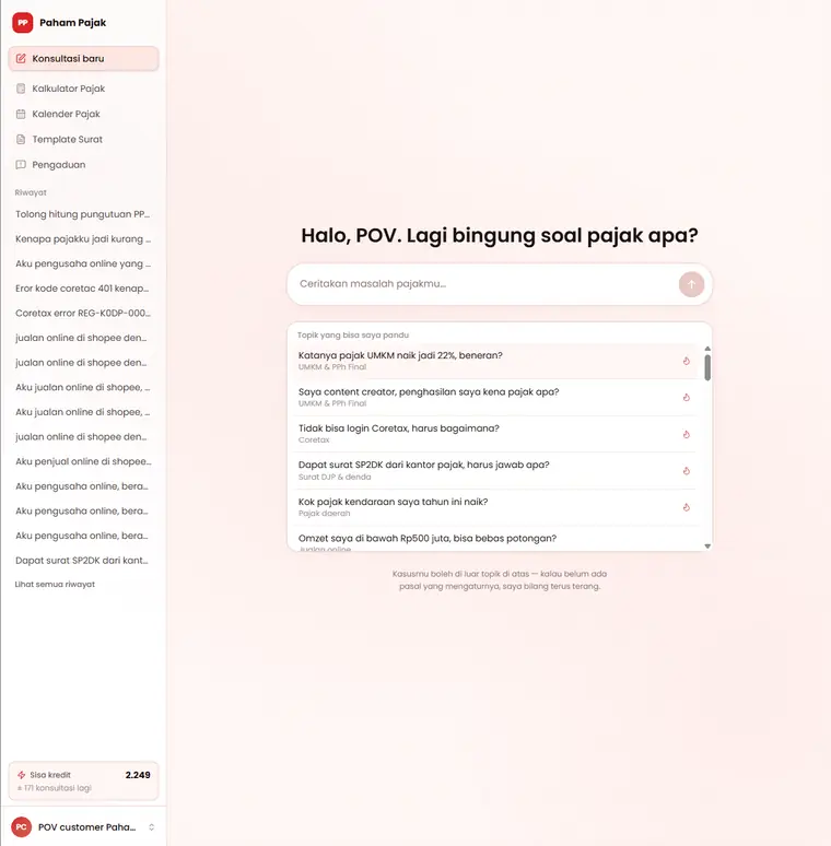 Halaman konsultasi Paham Pajak